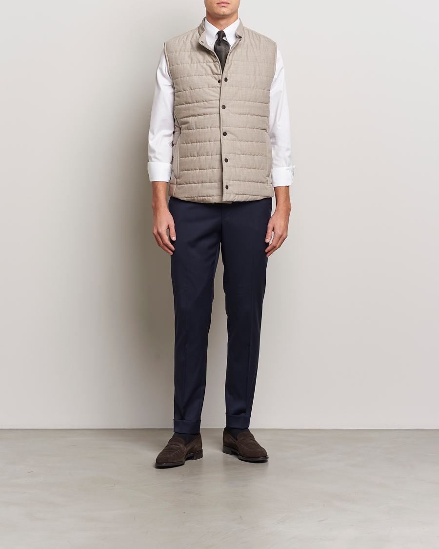 Herr | Jackor | Eton | Padded Wool Vest Beige