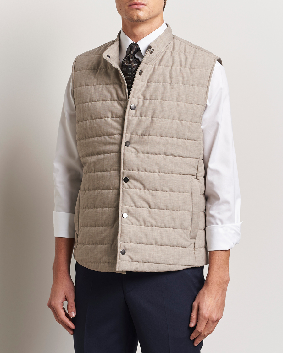 Herr | Jackor | Eton | Padded Wool Vest Beige