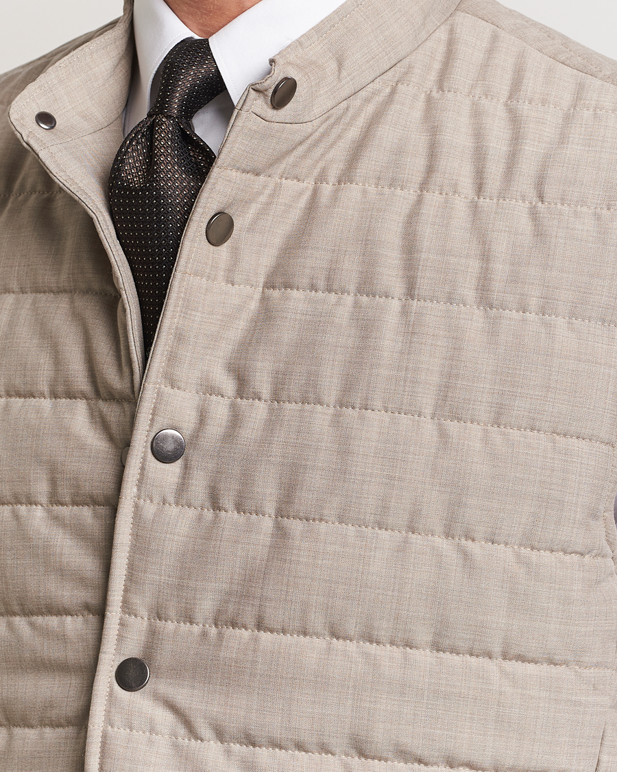 Herr | Jackor | Eton | Padded Wool Vest Beige