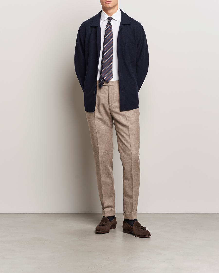 Herr | Skjortor | Eton | Boiled Wool Overshirt Navy Blue