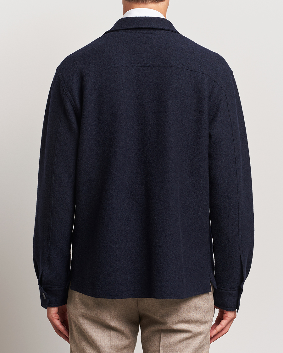 Herr | Skjortor | Eton | Boiled Wool Overshirt Navy Blue