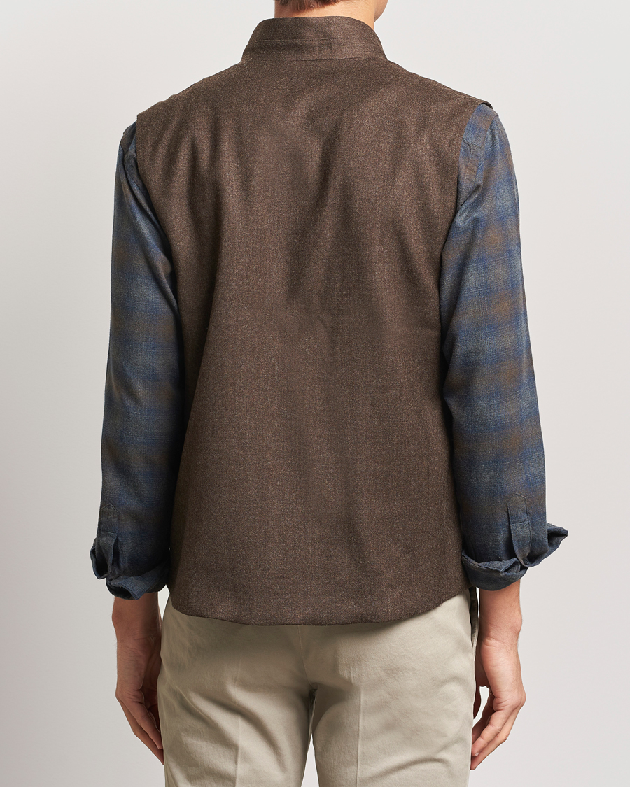 Herr | Jackor | Eton | Wool Flannel Vest Dark Brown