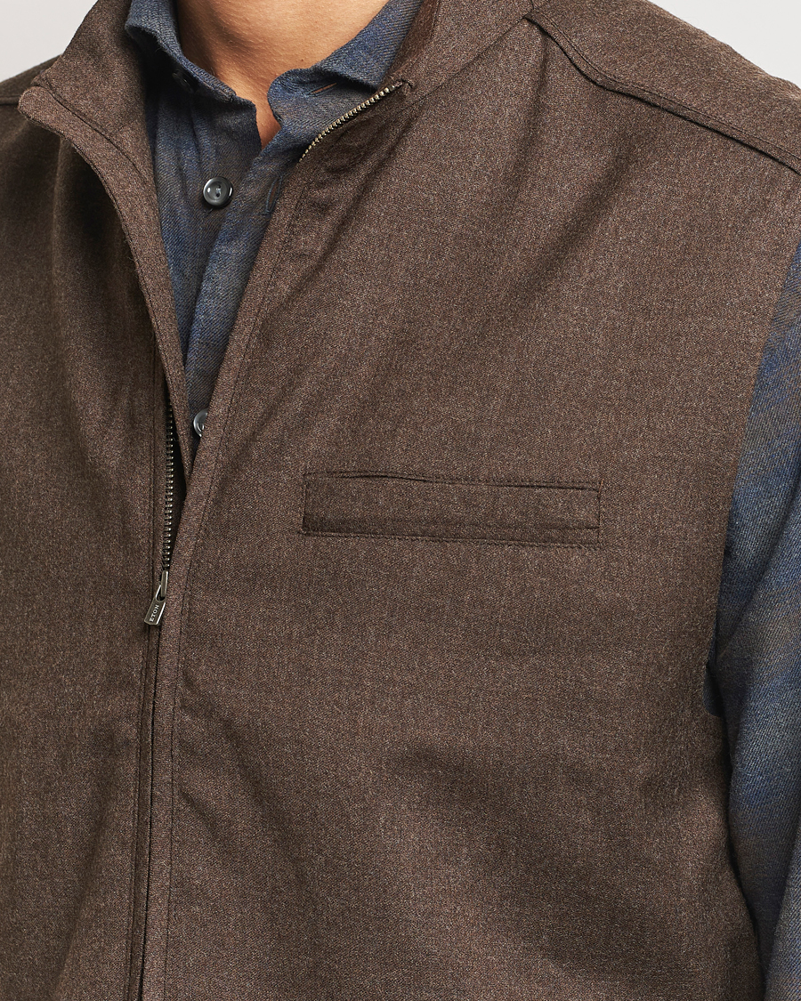 Herr | Jackor | Eton | Wool Flannel Vest Dark Brown