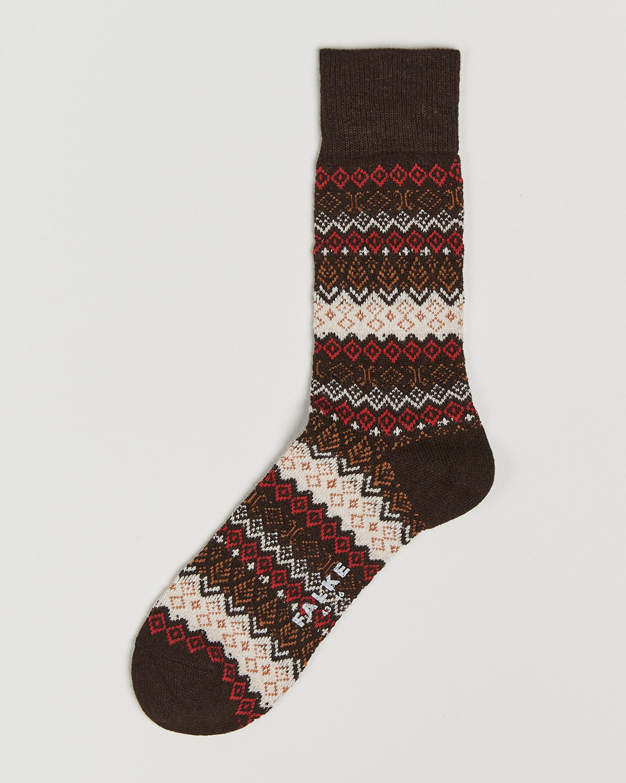 Herr | Underkläder | Falke | Aspen Fairisle Socks Dark Brown