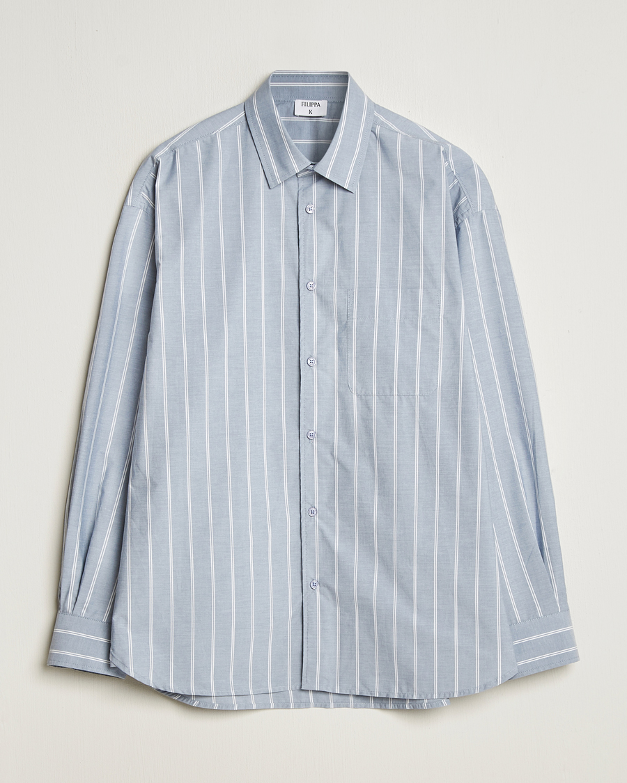 Herr | Skjortor | Filippa K | Striped Cotton Poplin Shirt Blue/White