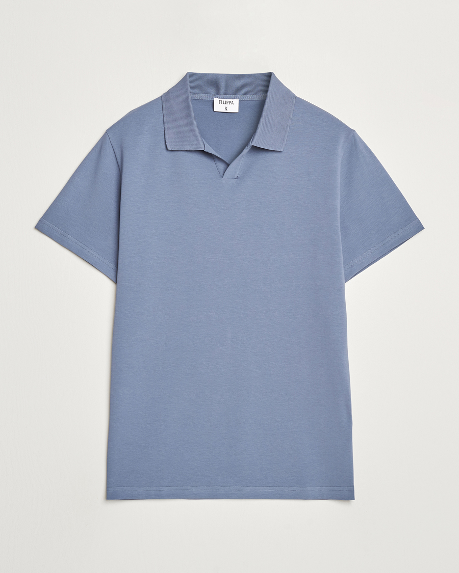Herr | Pikéer | Filippa K | Soft Lycra Polo T-Shirt Grey Blue