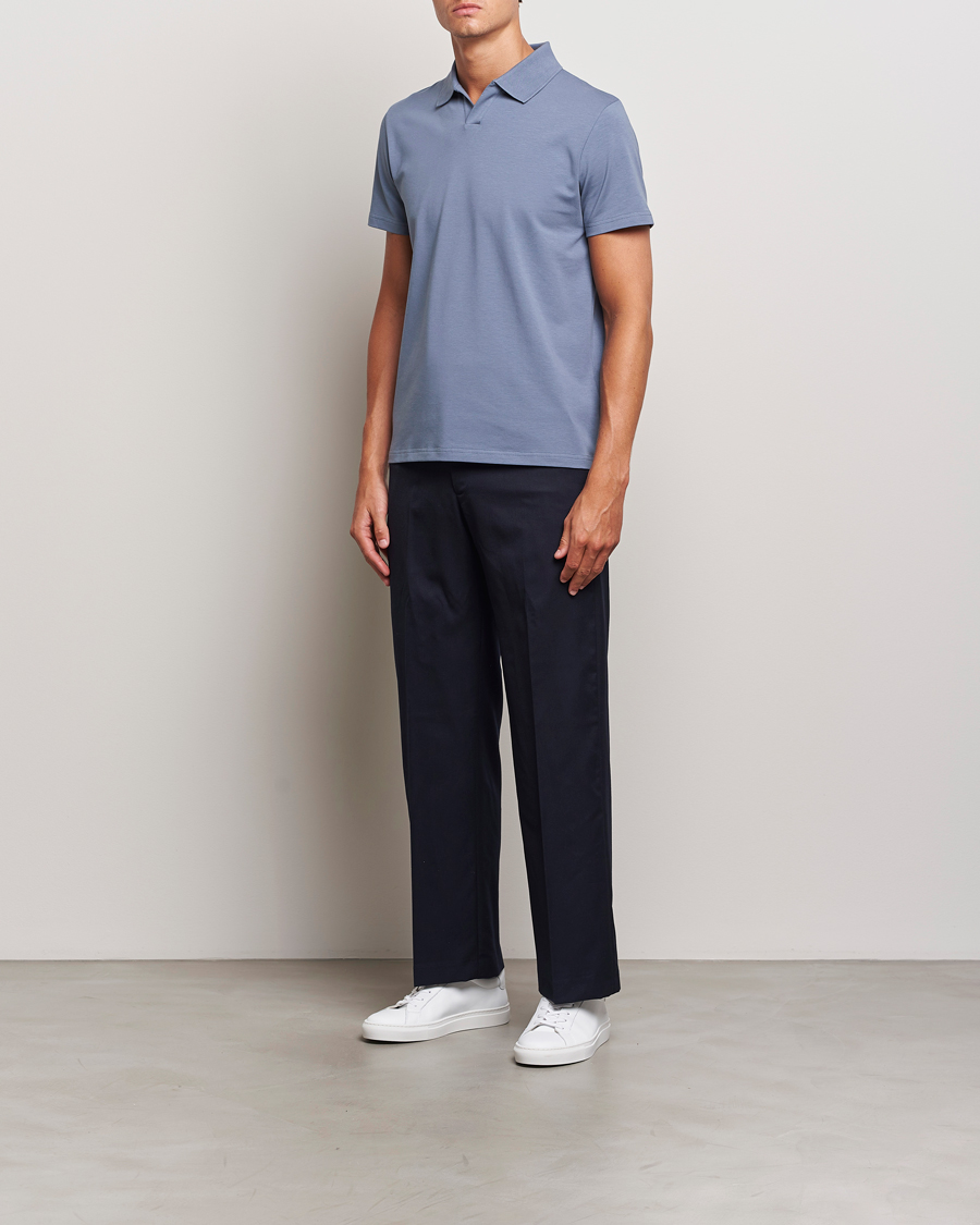 Herr | Pikéer | Filippa K | Soft Lycra Polo T-Shirt Grey Blue