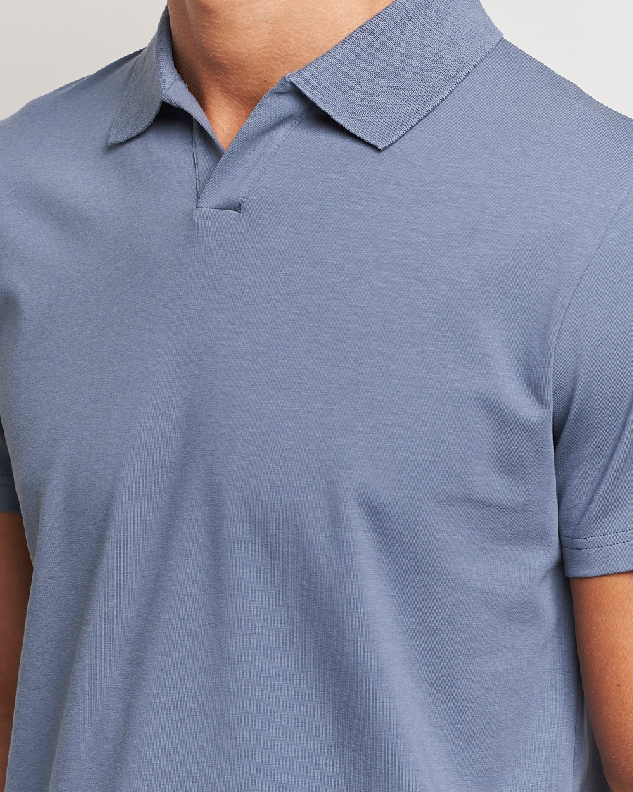 Herr | Pikéer | Filippa K | Soft Lycra Polo T-Shirt Grey Blue