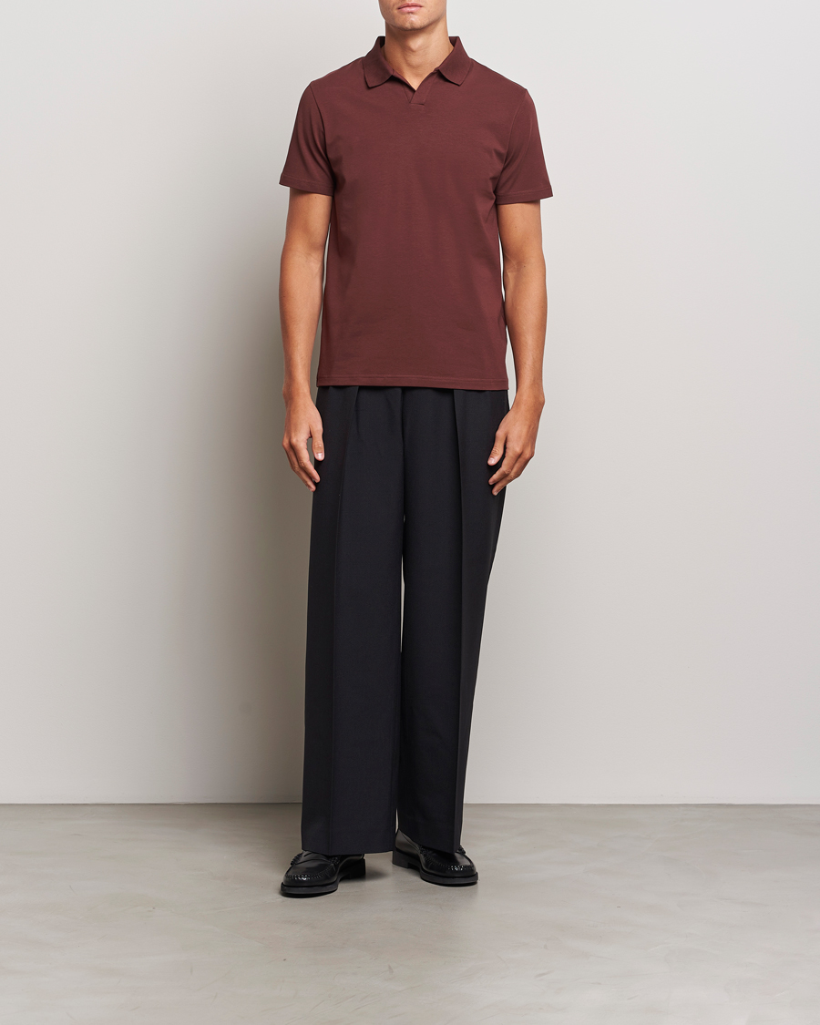 Herr | Pikéer | Filippa K | Soft Lycra Polo T-Shirt Mahogany Brown