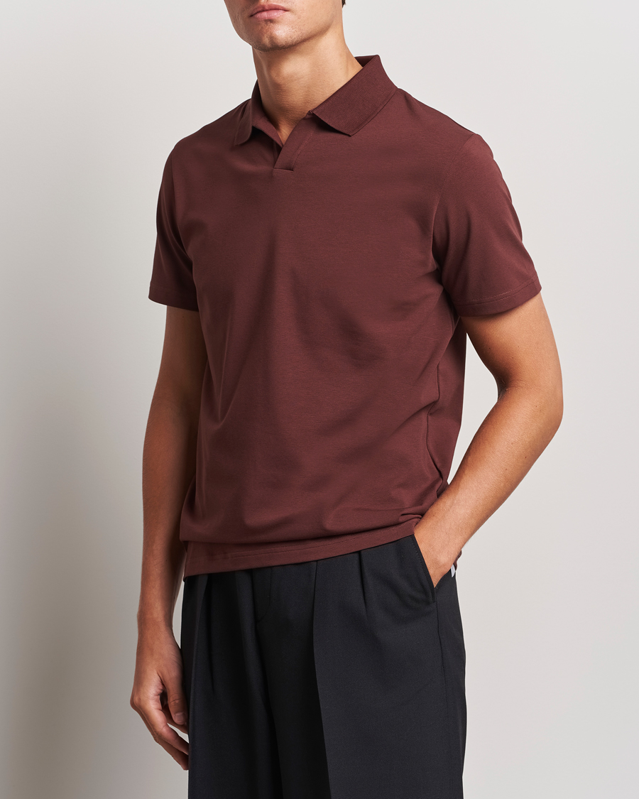 Herr | Pikéer | Filippa K | Soft Lycra Polo T-Shirt Mahogany Brown