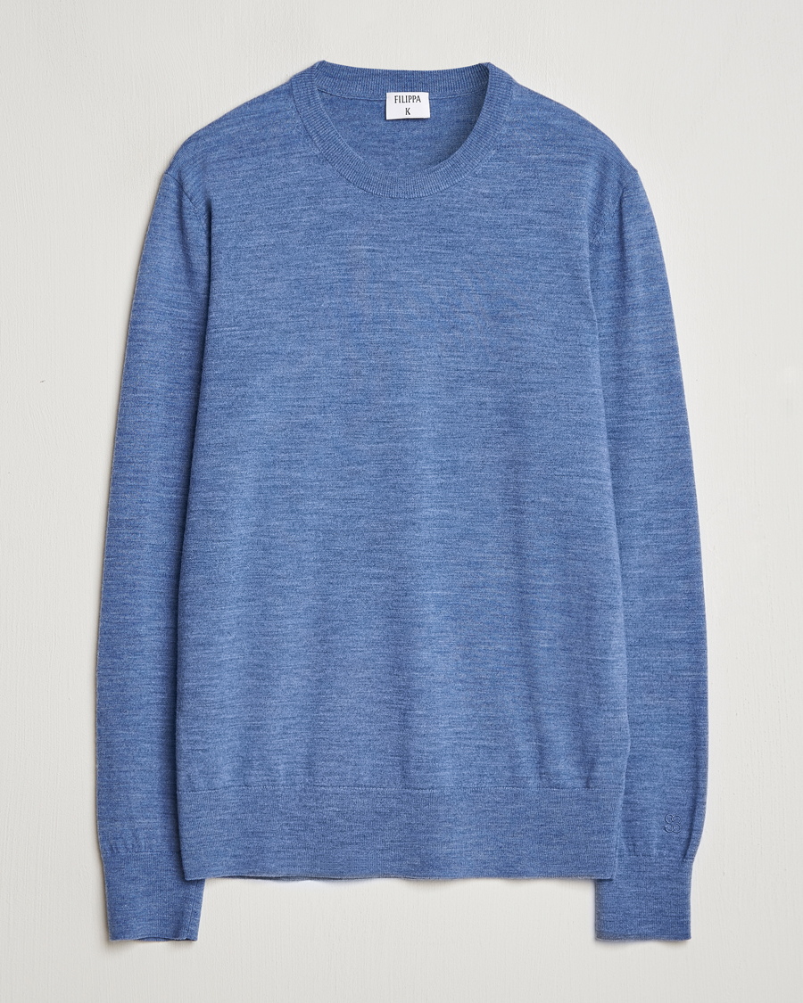 Herr | Tröjor | Filippa K | Merino Round Neck Sweater Blue Melange