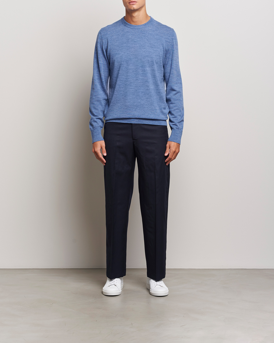 Herr | Tröjor | Filippa K | Merino Round Neck Sweater Blue Melange