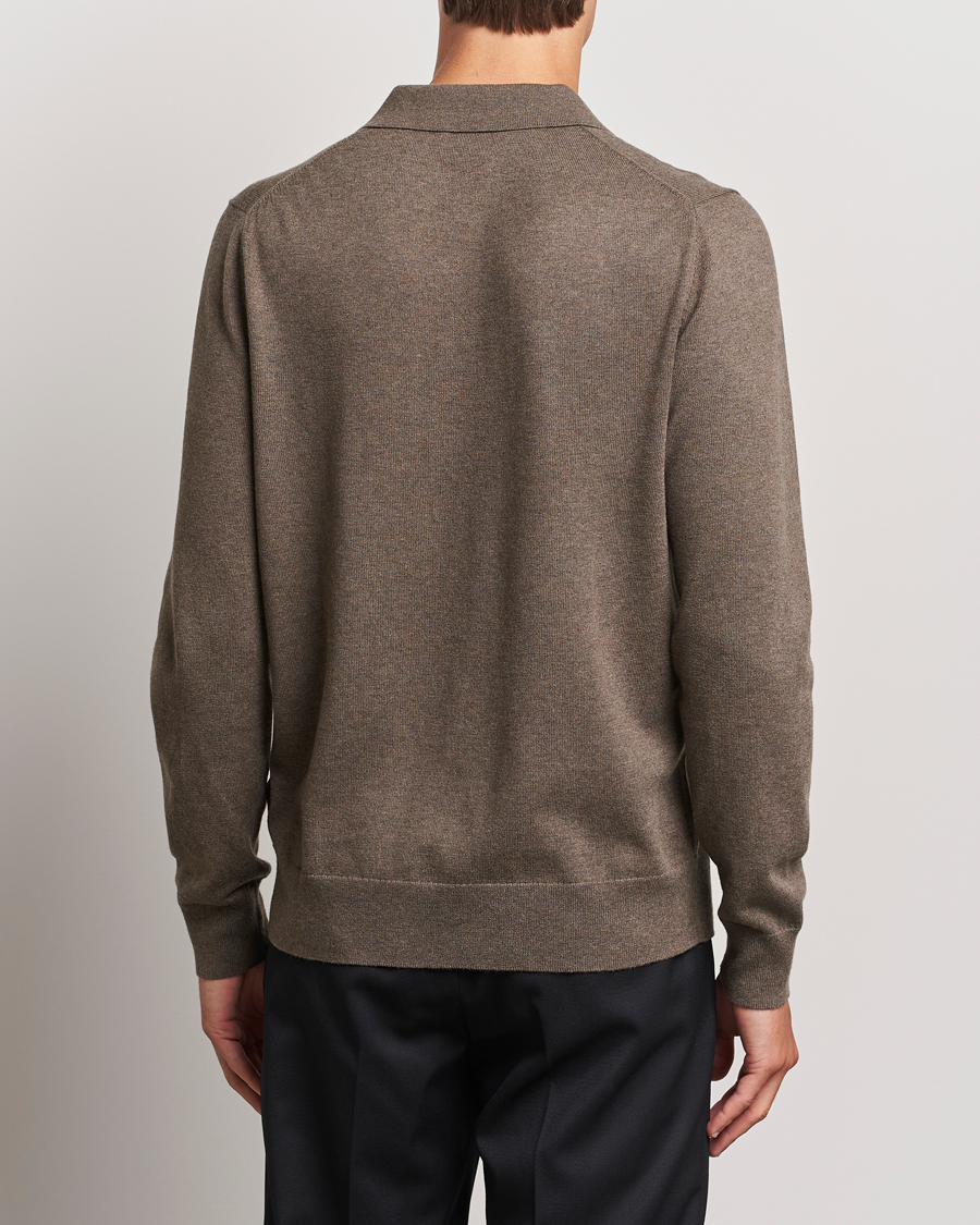 Herr | Tröjor | Filippa K | Knitted Polo Shirt Dark Sage Melange