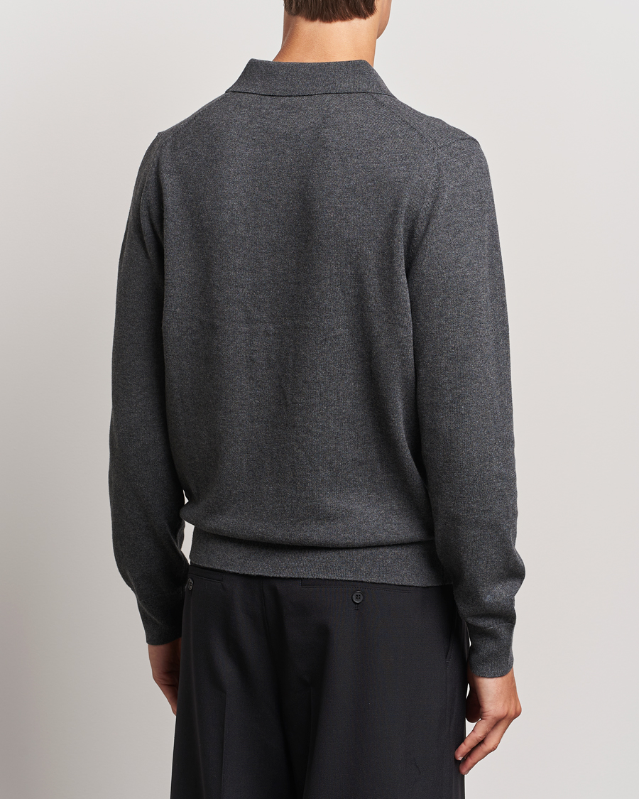 Herr | Tröjor | Filippa K | Knitted Polo Shirt Dark Grey Melange