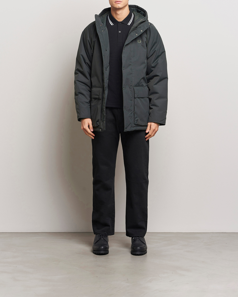 Herr | Jackor | Fred Perry | Padded Zip Through Parka Night Green