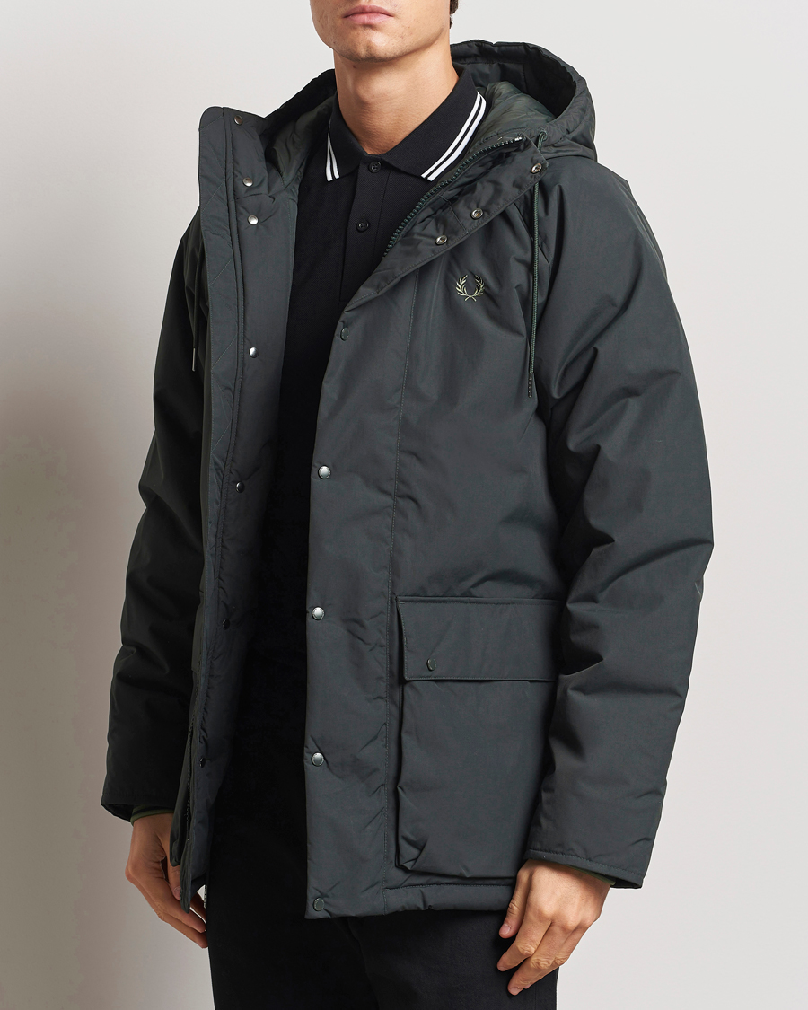 Herr | Jackor | Fred Perry | Padded Zip Through Parka Night Green