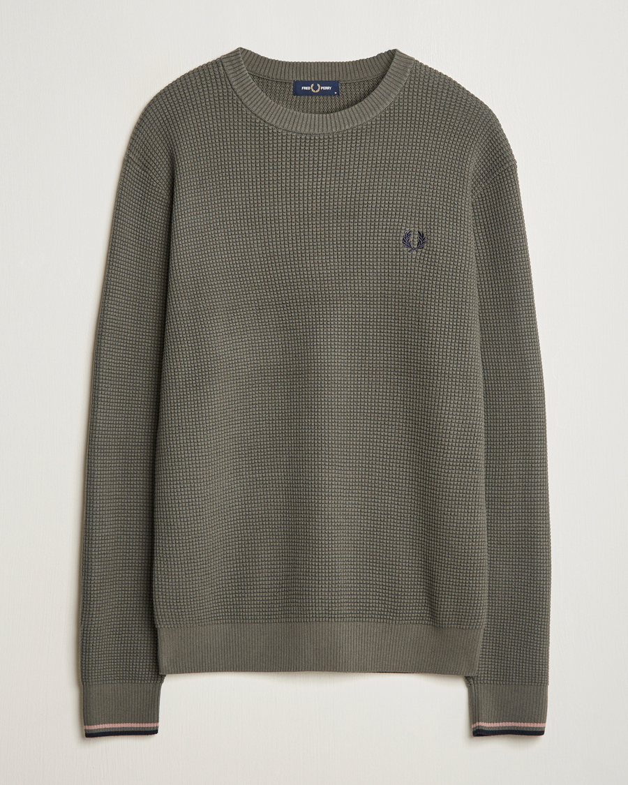 Herr | Tröjor | Fred Perry | Waffle Stitch Jumper Field Green