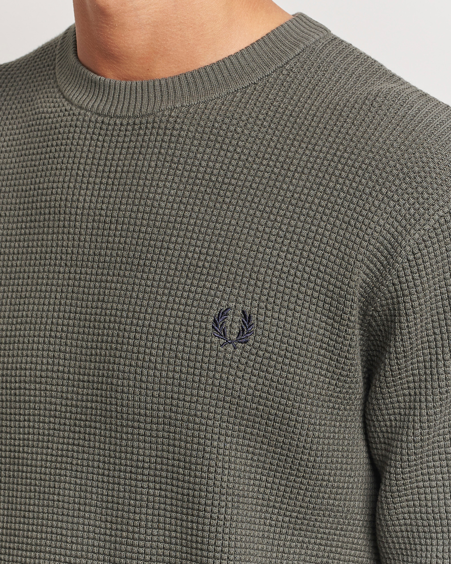 Herr | Tröjor | Fred Perry | Waffle Stitch Jumper Field Green