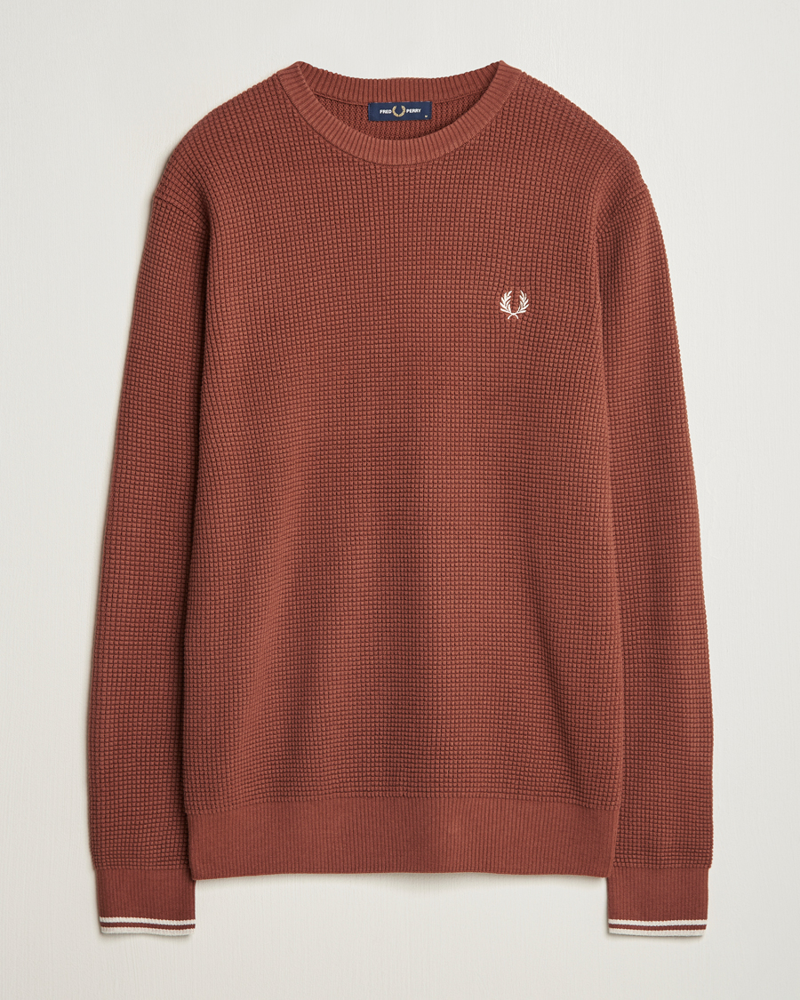 Herr | Tröjor | Fred Perry | Waffle Stitch Jumper Whiskey Brown
