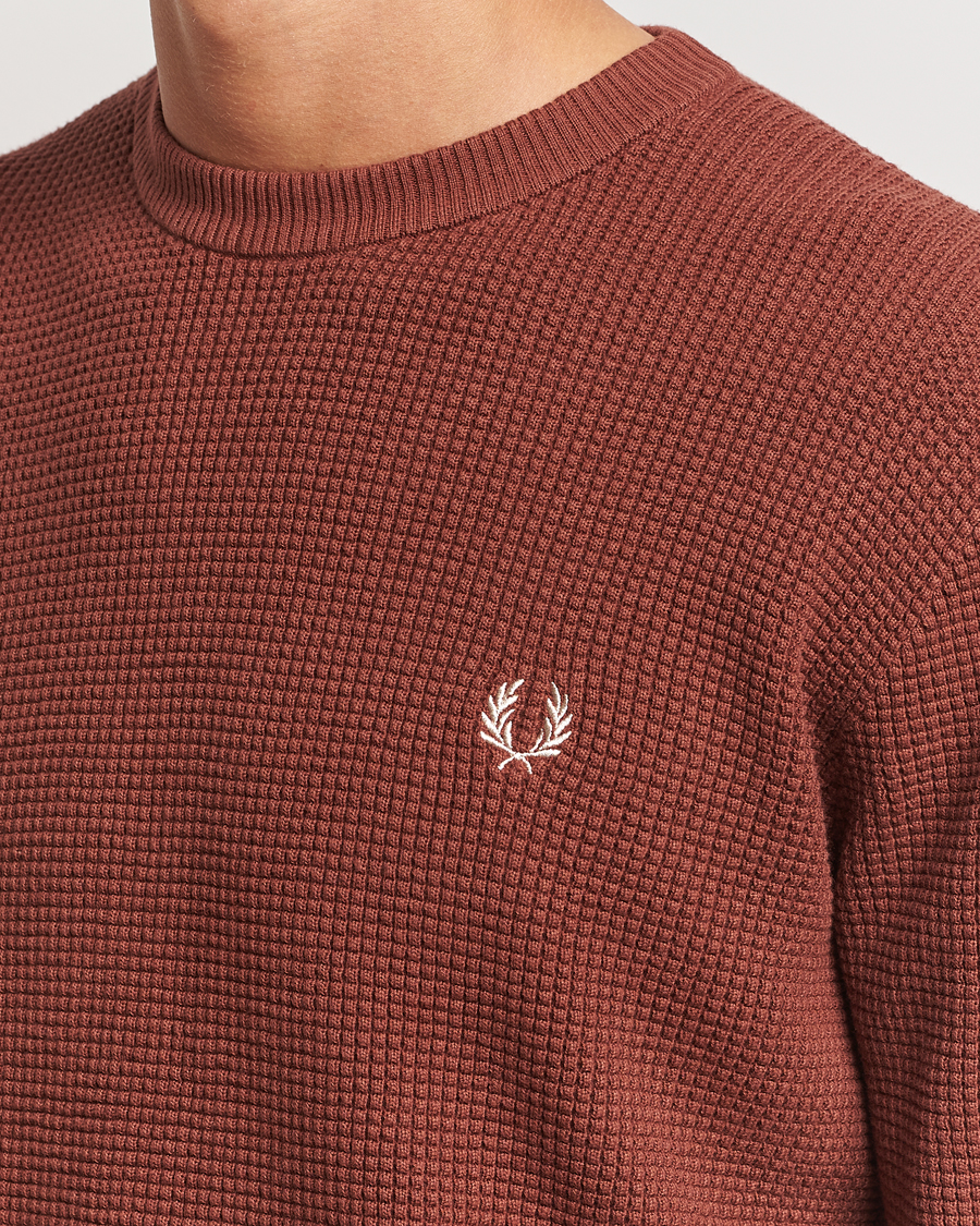 Herr | Tröjor | Fred Perry | Waffle Stitch Jumper Whiskey Brown