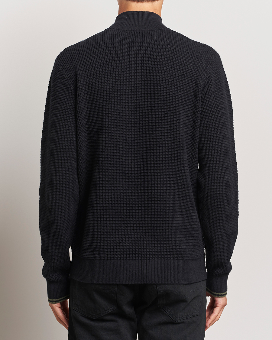 Herr | Tröjor | Fred Perry | Waffle Stitch Half Zip Black
