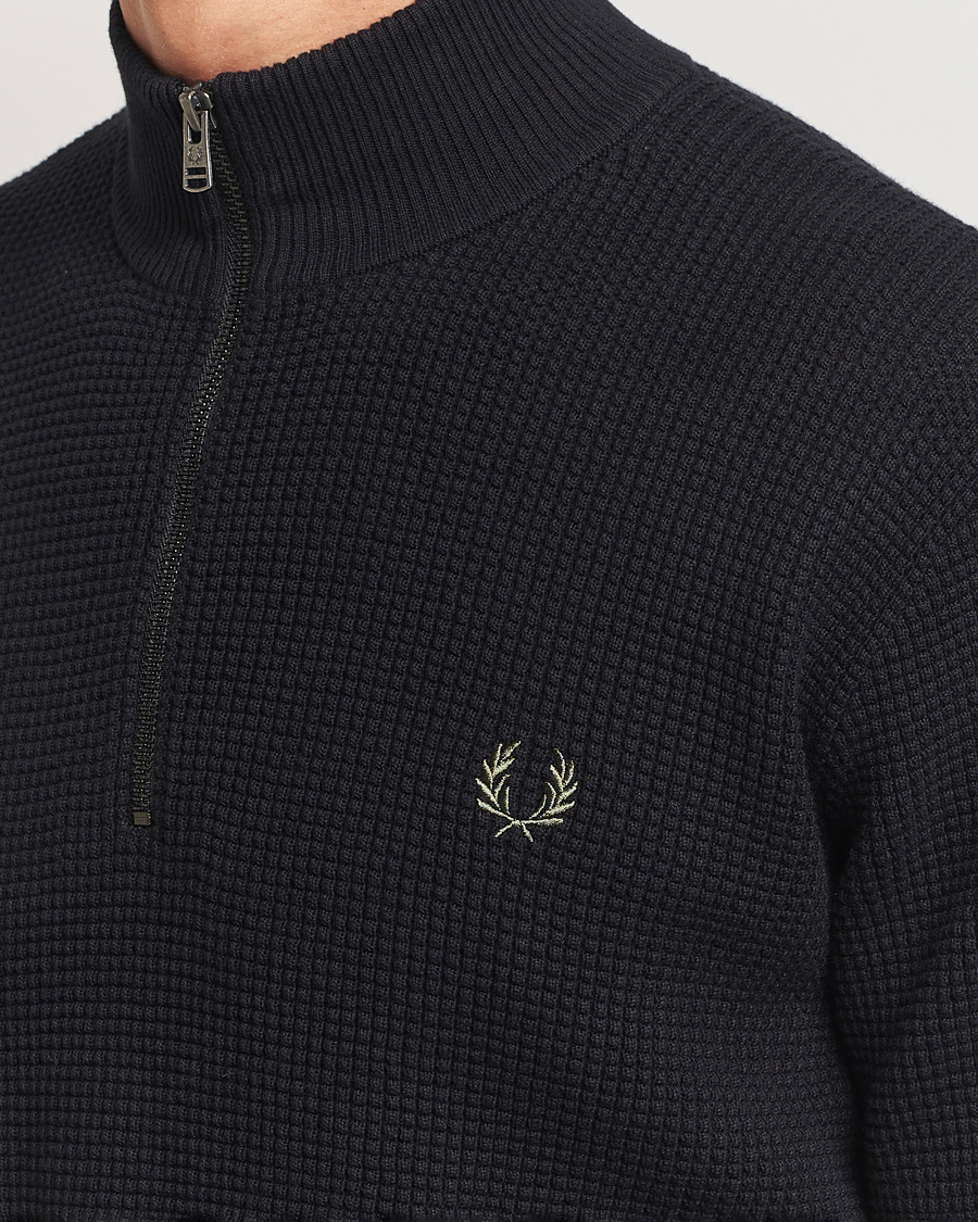 Herr | Tröjor | Fred Perry | Waffle Stitch Half Zip Black