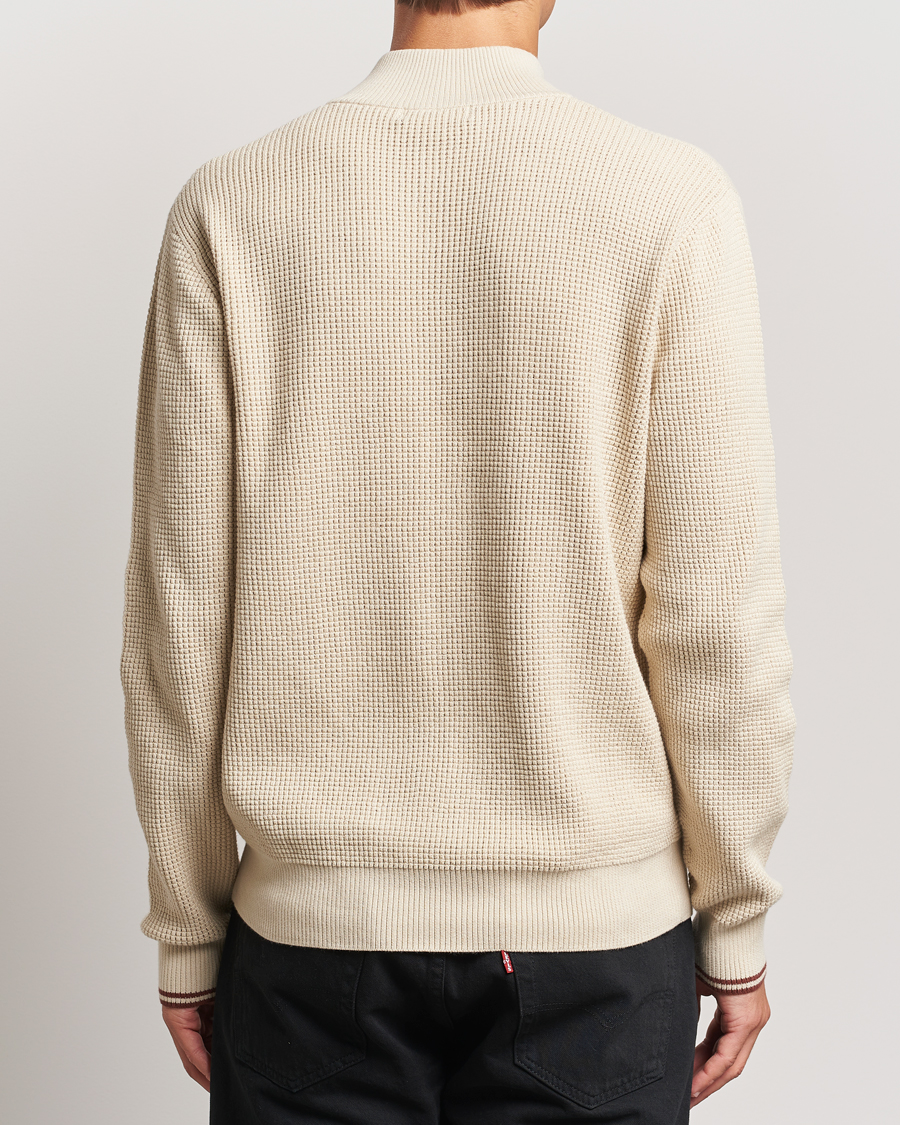 Herr | Tröjor | Fred Perry | Waffle Stitch Half Zip Oatmeal