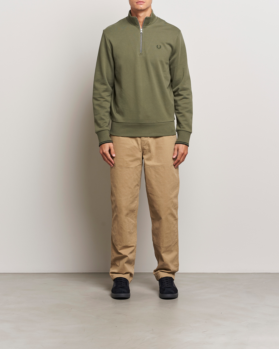 Herr | Tröjor | Fred Perry | Half Zip Sweatshirt Laurel Green