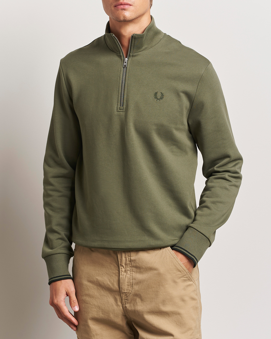 Herr | Tröjor | Fred Perry | Half Zip Sweatshirt Laurel Green