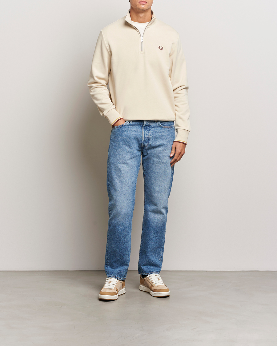 Herr | Tröjor | Fred Perry | Half Zip Sweatshirt Oatmeal