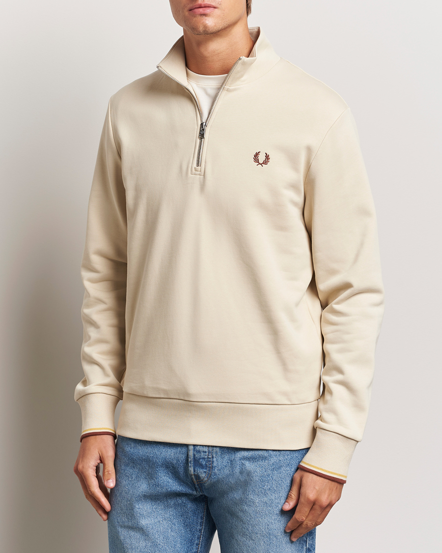 Herr | Tröjor | Fred Perry | Half Zip Sweatshirt Oatmeal