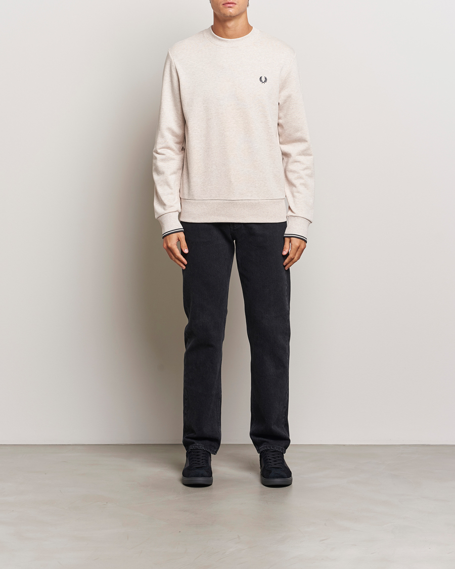 Herr | Tröjor | Fred Perry | Crew Neck Sweatshirt Oatmeal Melange