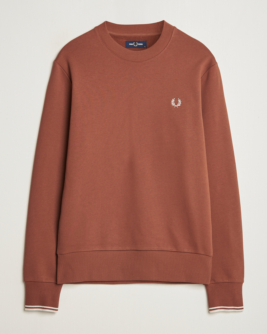 Herr | Tröjor | Fred Perry | Crew Neck Sweatshirt Whiskey Brown