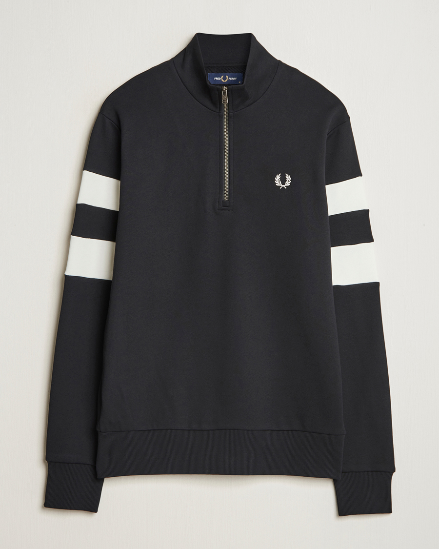 Herr | Tröjor | Fred Perry | Tipped Sleeve Half Zip Sweatshirt Black