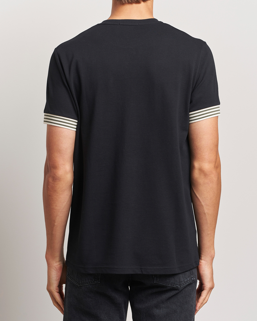 Herr | T-Shirts | Fred Perry | Striped Cuff Crew Neck T-Shirt Black