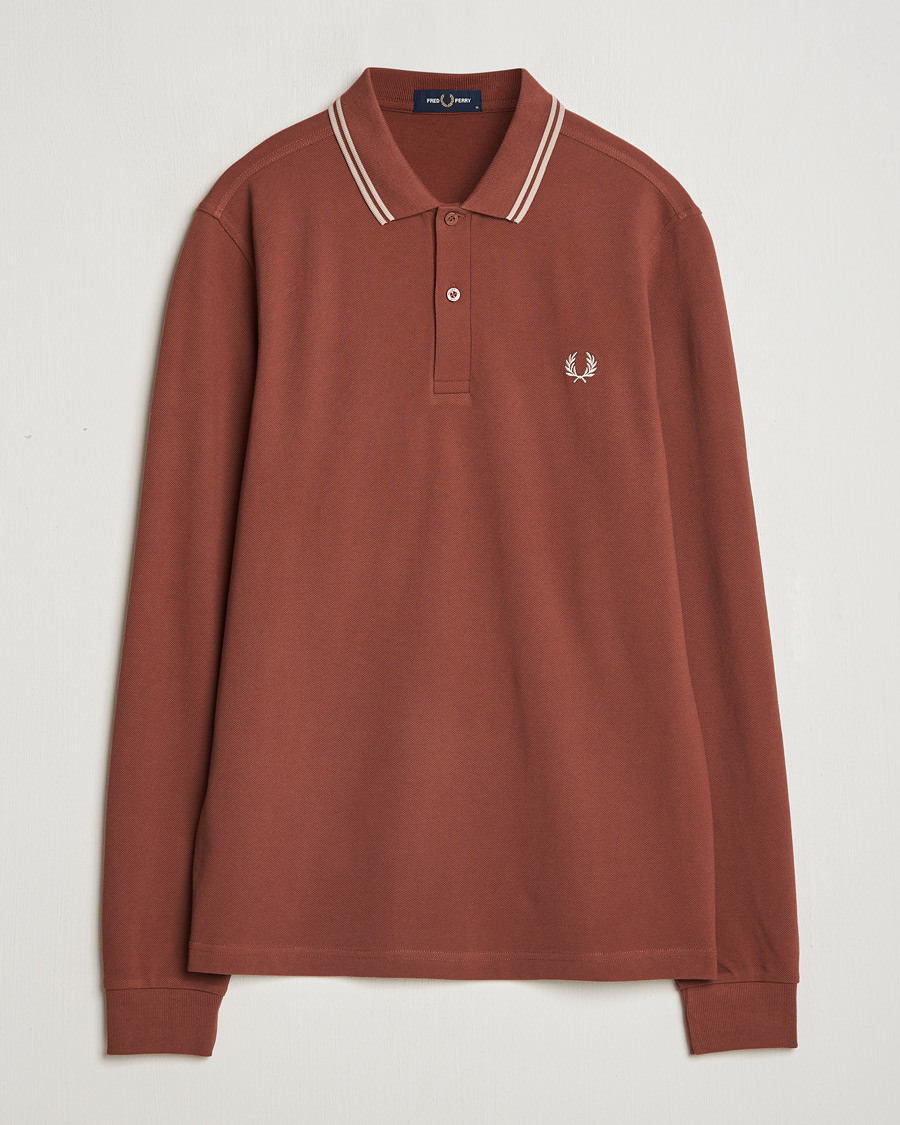 Herr | Tröjor | Fred Perry | Twin Tipped Long Sleeve Polo Shirt Whiskey Brown