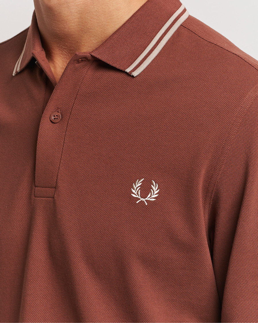 Herr | Tröjor | Fred Perry | Twin Tipped Long Sleeve Polo Shirt Whiskey Brown