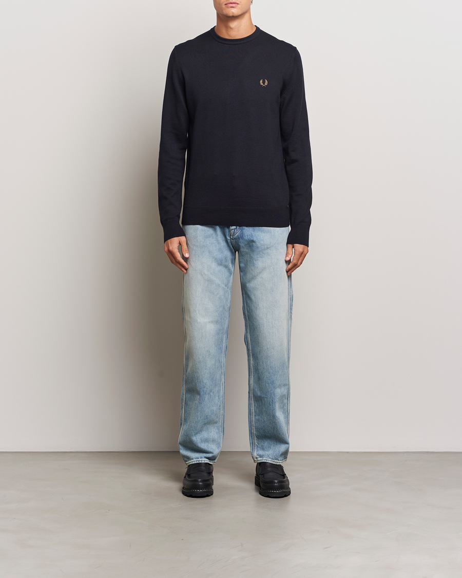 Herr | Tröjor | Fred Perry | Classic Crew Neck Jumper Navy