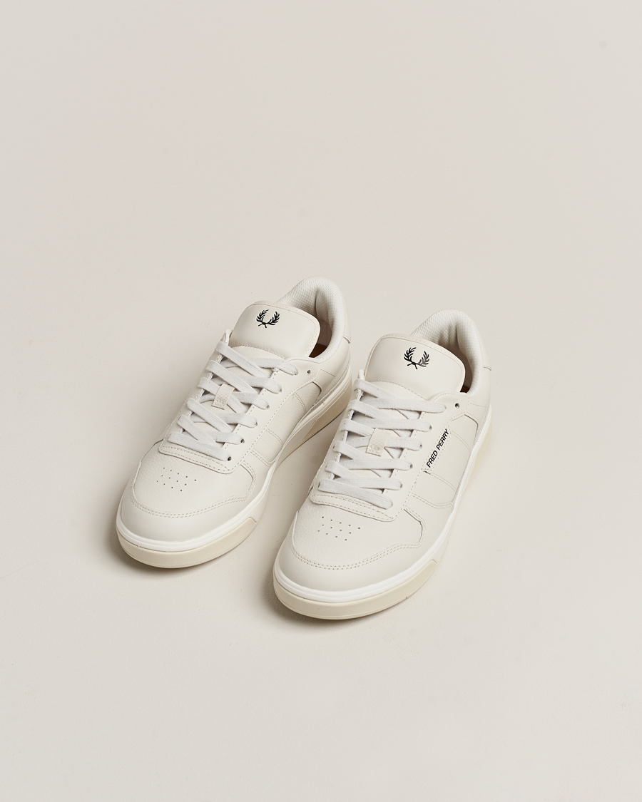 Herr | Fred Perry B300 Textured Leather Sneaker White | Fred Perry | B300 Textured Leather Sneaker White