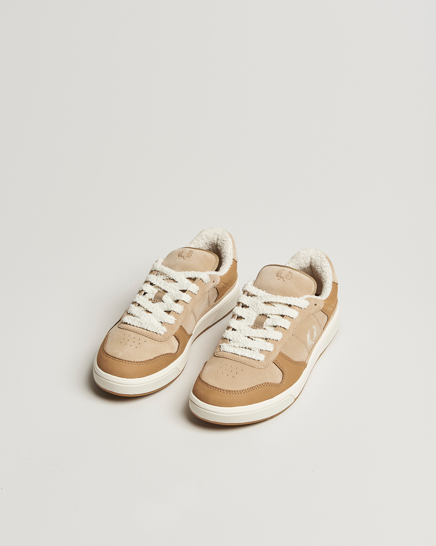 Herr | Fred Perry B300 Textured Nubuck/Suede Sneaker Warmstone/Ecru | Fred Perry | B300 Textured Nubuck/Suede Sneaker Warmstone/Ecru