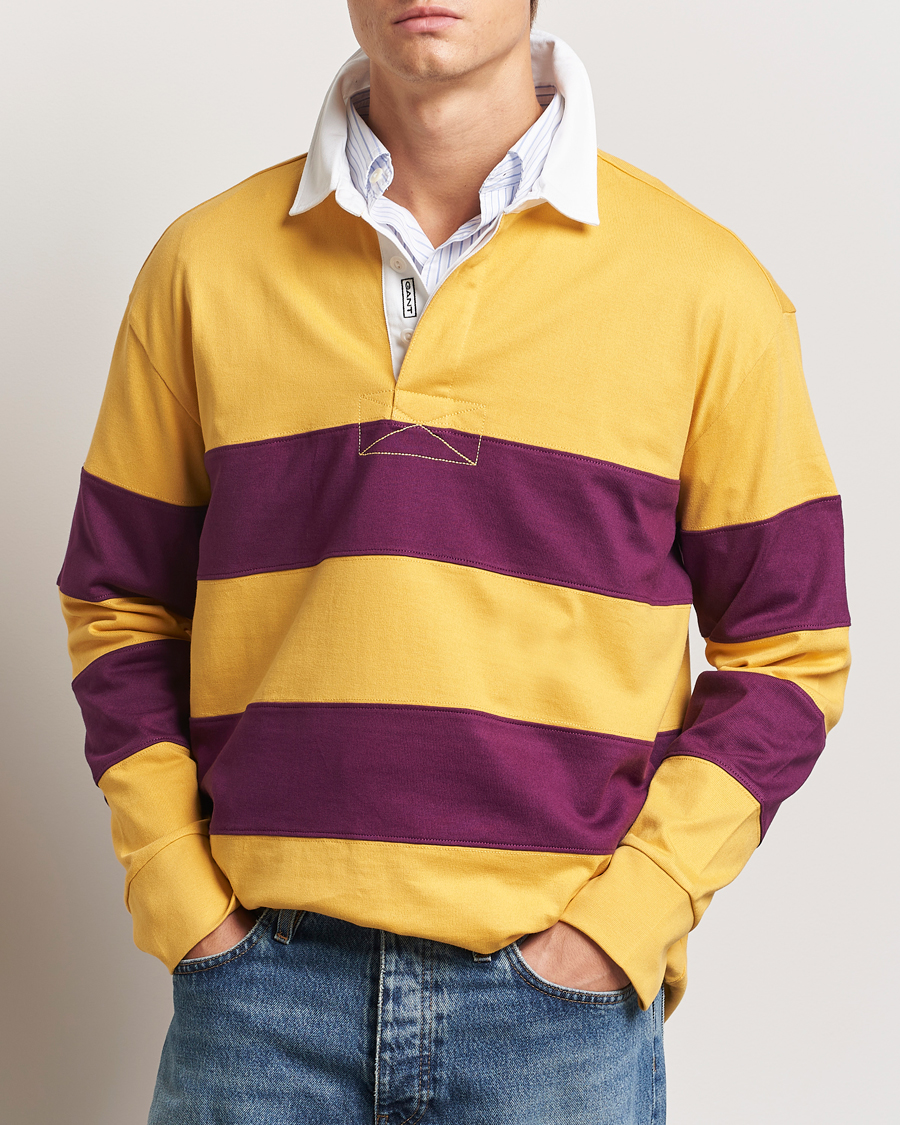 Herr | Tröjor | GANT | Block Stripe Heavy Rugger Faded Sunset