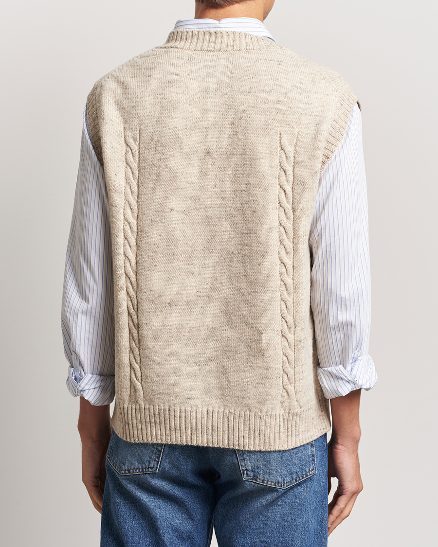 Herr | Tröjor | GANT | Cable Knitted V-Neck Vest Seed Melange