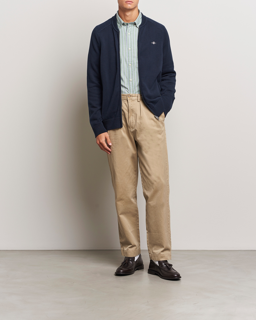 Herr | Tröjor | GANT | Casual Cotton Bomber Cardigan Evening Blue