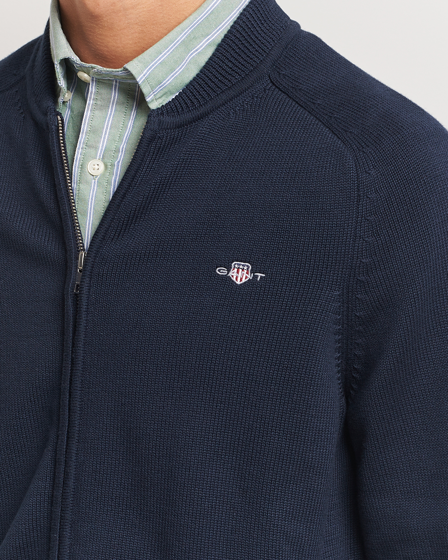 Herr | Tröjor | GANT | Casual Cotton Bomber Cardigan Evening Blue