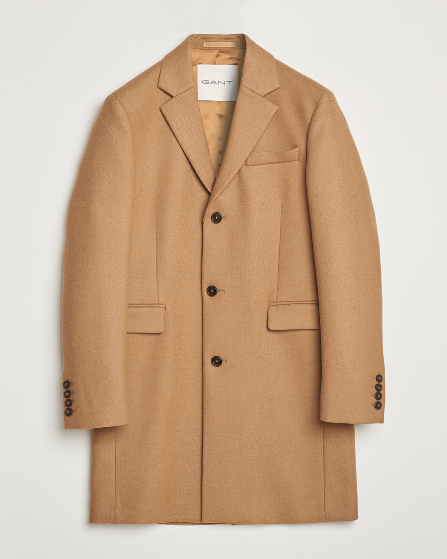 Herr | Jackor | GANT | Classic Wool Coat Mustard Beige