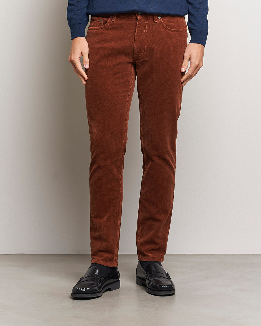 Herr | Byxor | GANT | Cord 5-Pocket Jeans Chocolate Brown