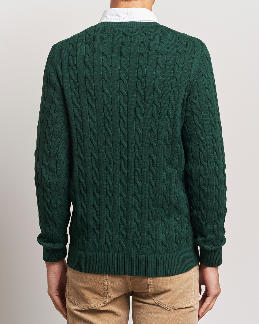 Herr | Tröjor | GANT | Cotton Cable Crew Neck Tartan Green