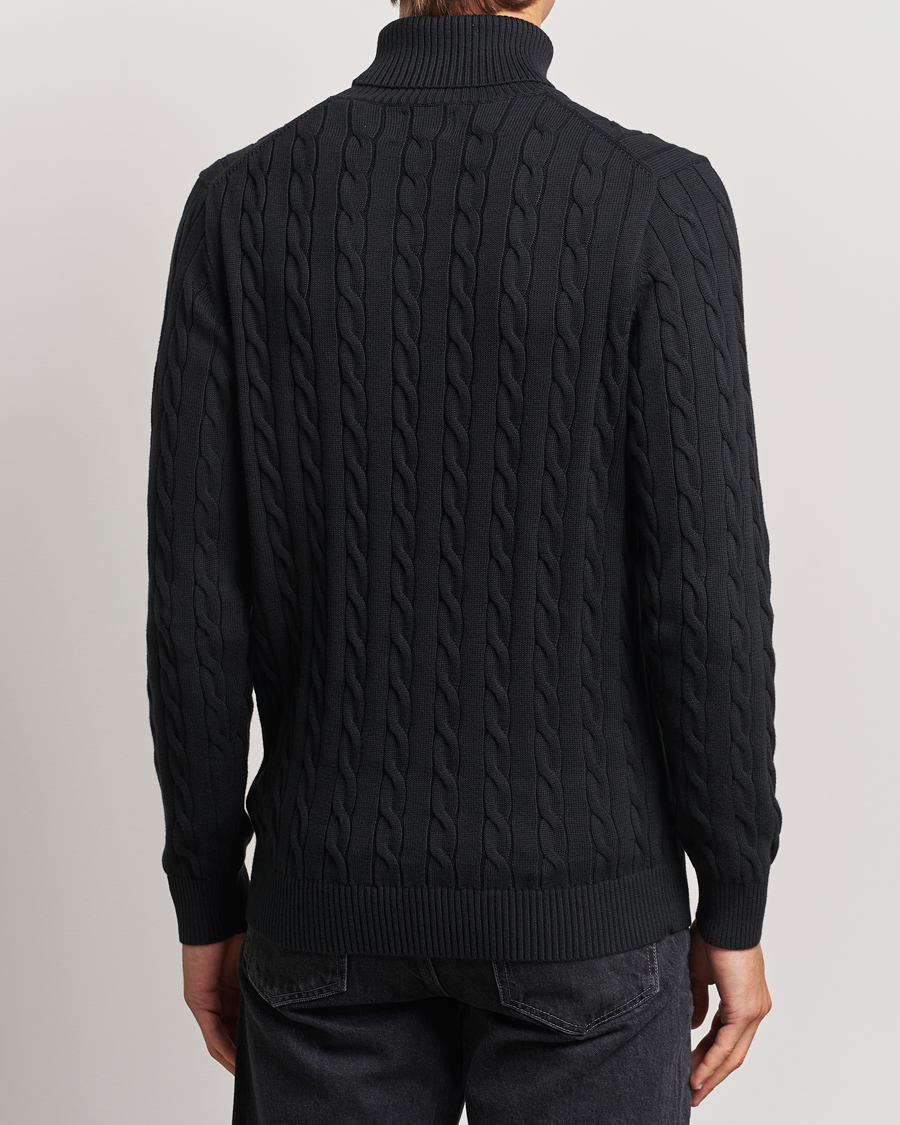 Herr | Tröjor | GANT | Cotton Cable Turtle Neck Black