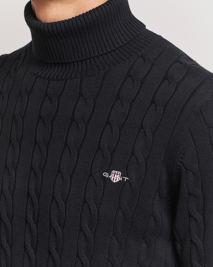 Herr | Tröjor | GANT | Cotton Cable Turtle Neck Black