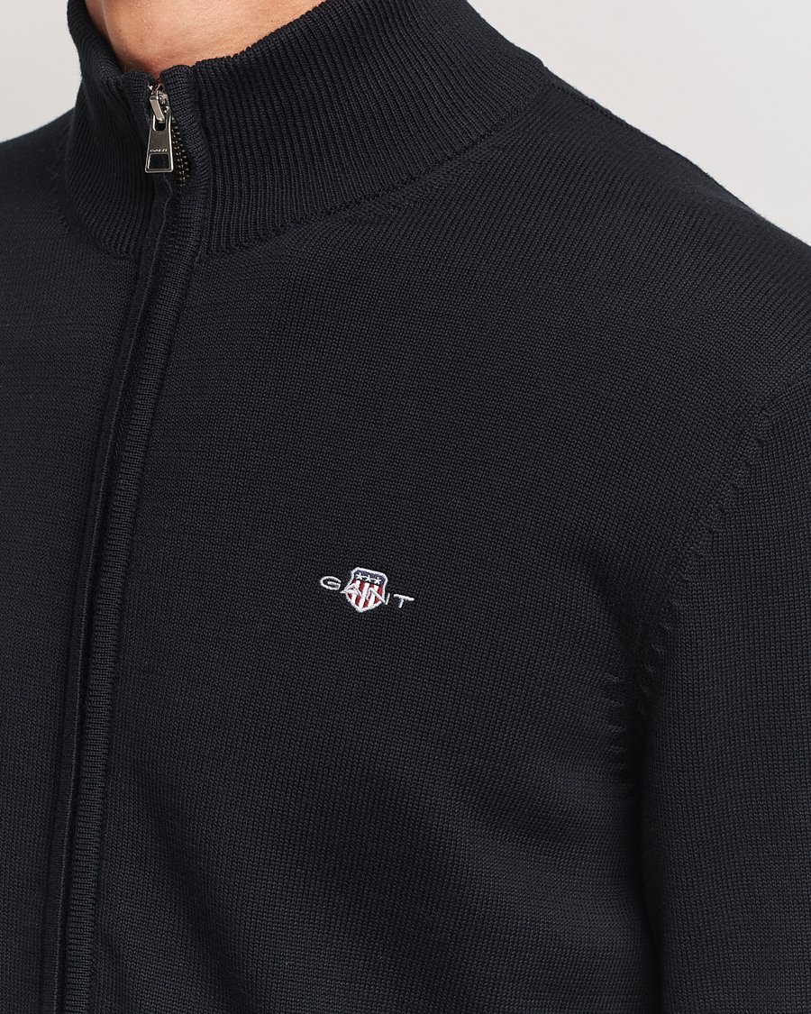 Herr | Tröjor | GANT | Cotton Full Zip Cardigan Black